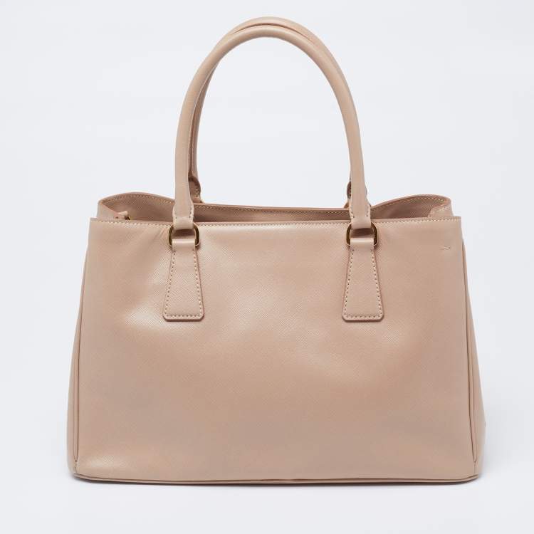 Pre Owned Prada Beige Saffiano Lux Leather Small Tote