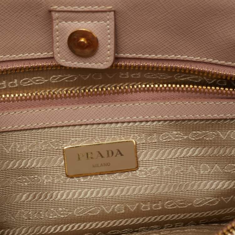 Pre Owned Prada Beige Saffiano Lux Leather Small Tote