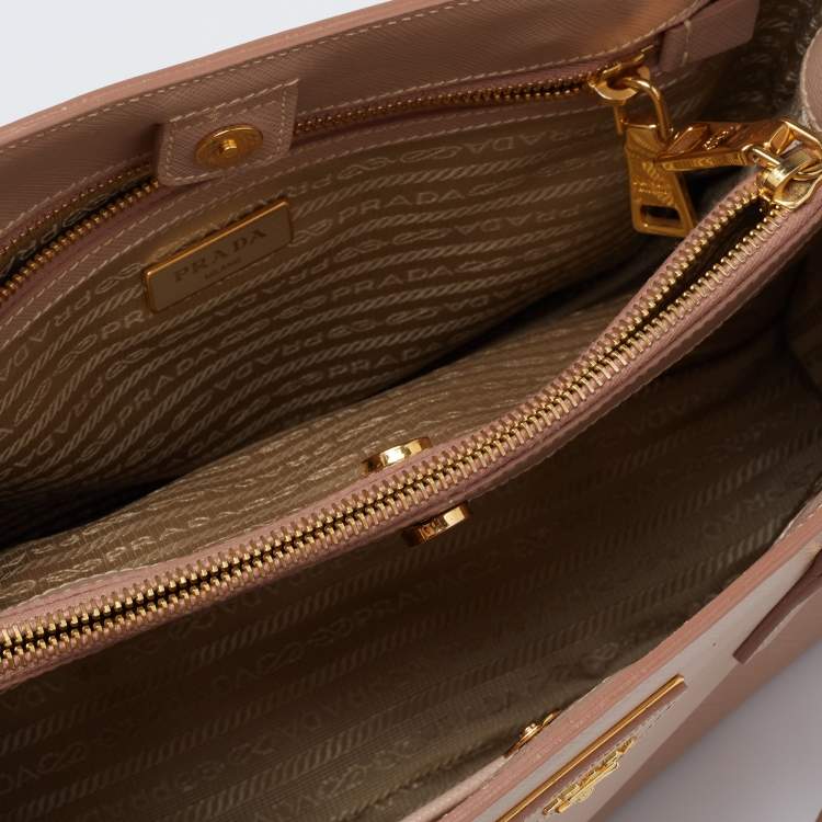 Pre Owned Prada Beige Saffiano Lux Leather Small Tote