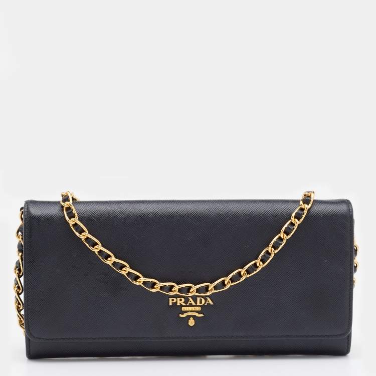 Prada wallet shop on chain black