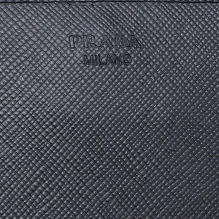 Pre Owned Prada Black Saffiano Lux Leather Wallet on Chain
