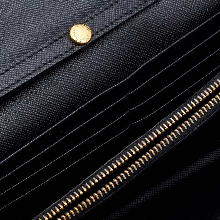 Pre Owned Prada Black Saffiano Lux Leather Wallet on Chain