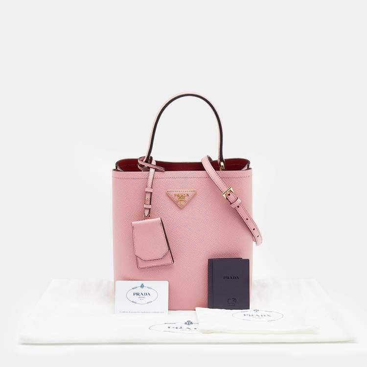 Pre Owned Prada Pink Saffiano Leather Panier Top Handle Bag