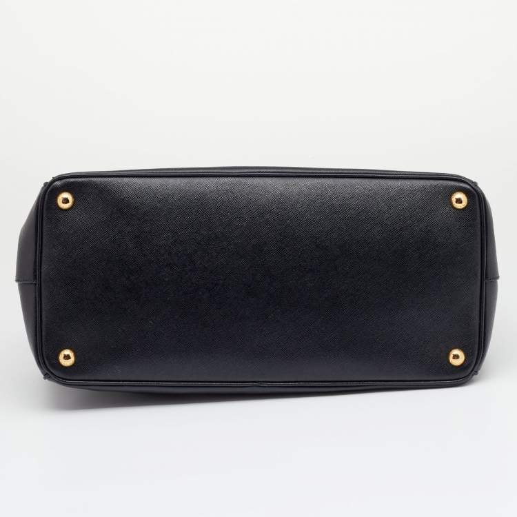 مملوكة مسبقًا Prada Black Saffiano Lux Leather Galleria Double Zip Tote