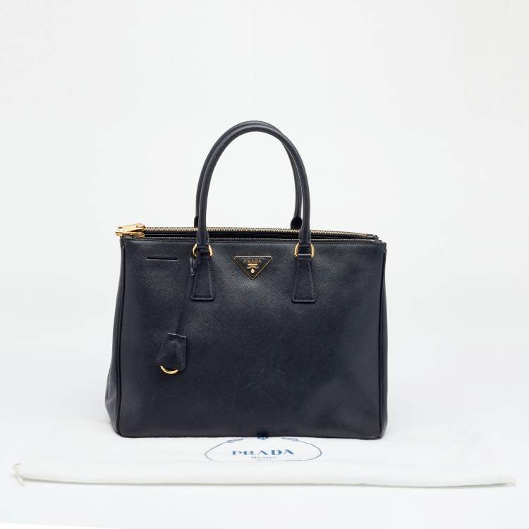 مملوكة مسبقًا Prada Black Saffiano Lux Leather Galleria Double Zip Tote