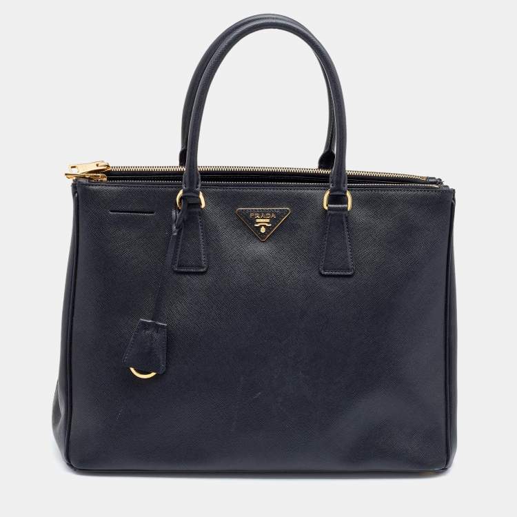 مملوكة مسبقًا Prada Black Saffiano Lux Leather Galleria Double Zip Tote