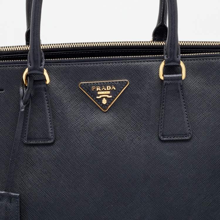 مملوكة مسبقًا Prada Black Saffiano Lux Leather Galleria Double Zip Tote