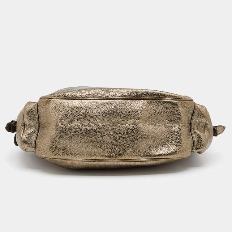 مملوكة مسبقًا Prada Metallic Brown Leather Vitello Daino Side Pocket Hobo