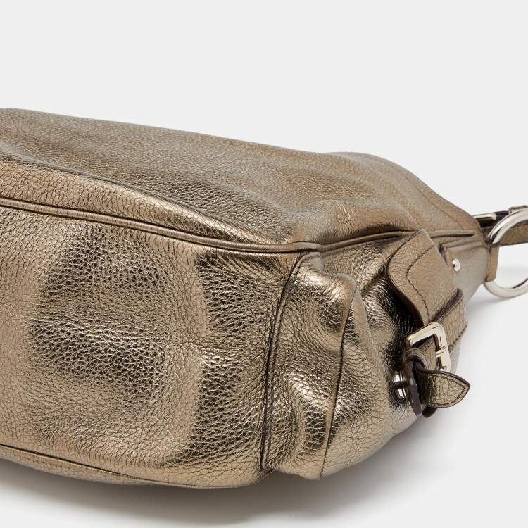 مملوكة مسبقًا Prada Metallic Brown Leather Vitello Daino Side Pocket Hobo