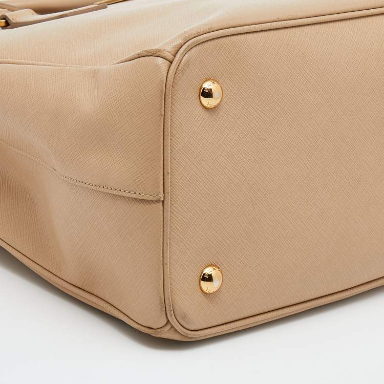 Pre Owned Prada Beige Saffiano Lux Leather Medium Galleria Tote