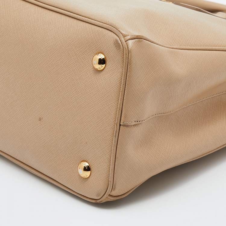 Pre Owned Prada Beige Saffiano Lux Leather Medium Galleria Tote