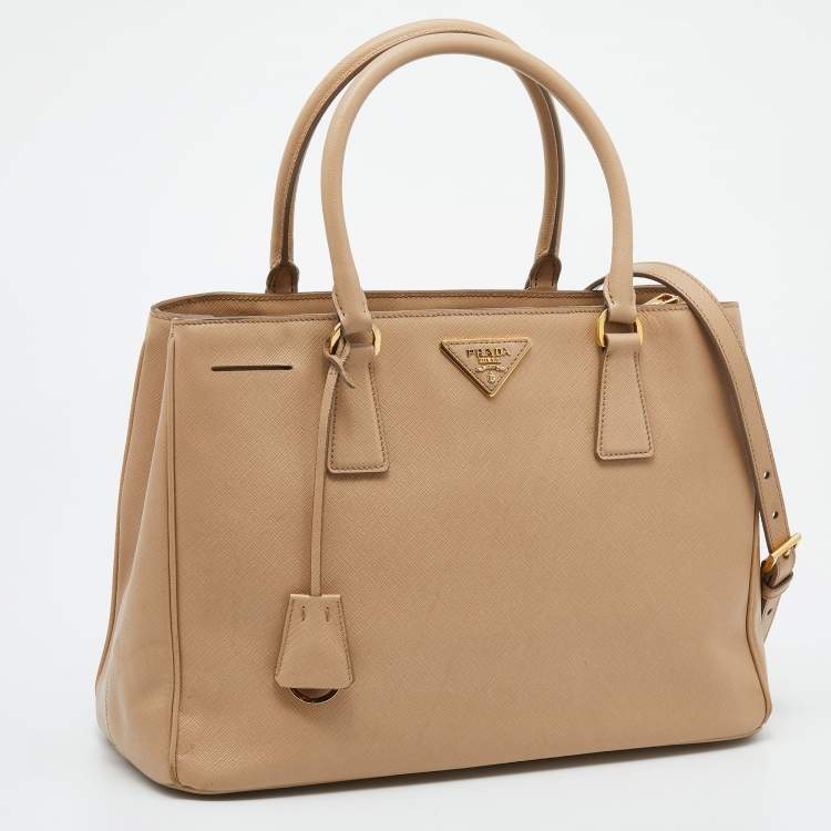 Pre Owned Prada Beige Saffiano Lux Leather Medium Galleria Tote