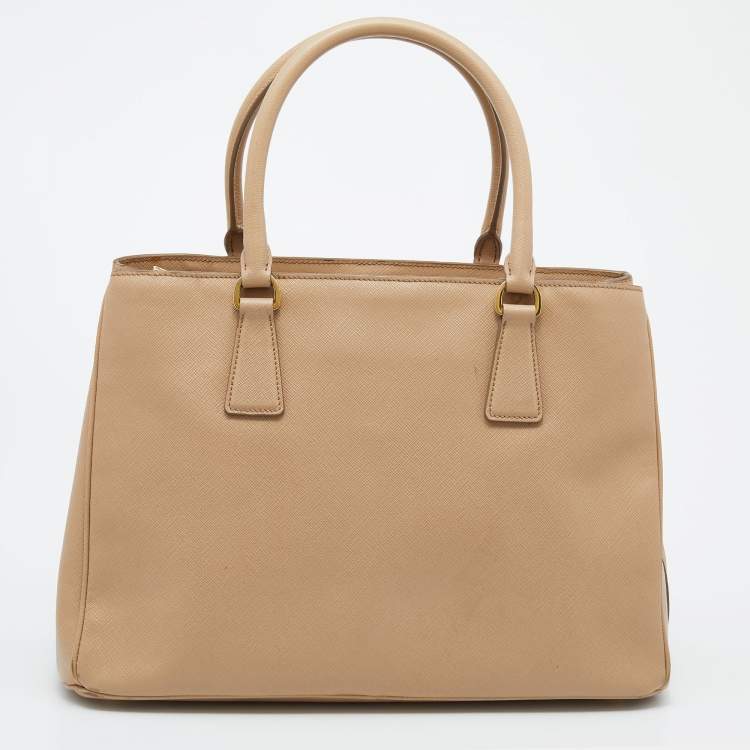 Pre Owned Prada Beige Saffiano Lux Leather Medium Galleria Tote