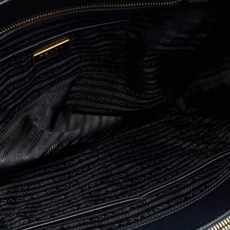 Pre Owned Prada Black Saffiano Lux Leather Executive Galleria Double Zip Tote