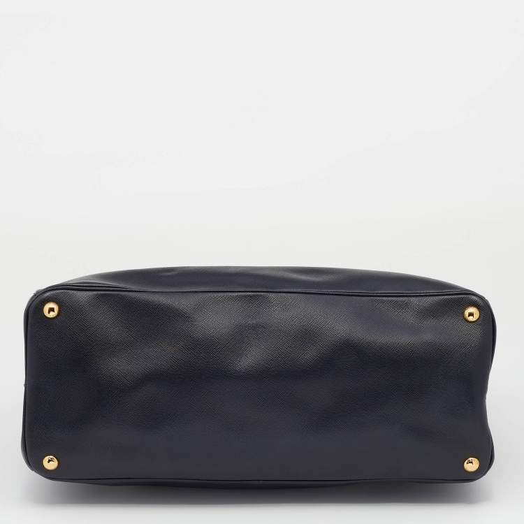 Pre Owned Prada Black Saffiano Lux Leather Executive Galleria Double Zip Tote