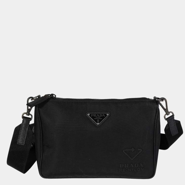 Prada Black Re-Nylon Saffiano Leather Trim Shoulder Bag Prada | TLC