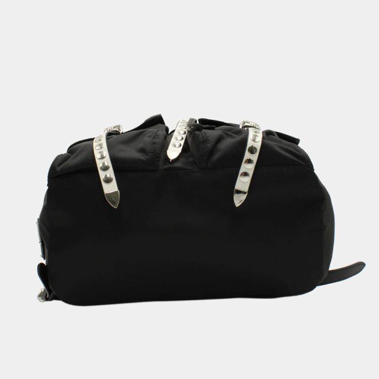 Pre Owned Prada Black Nylon Studded Vela Backpack