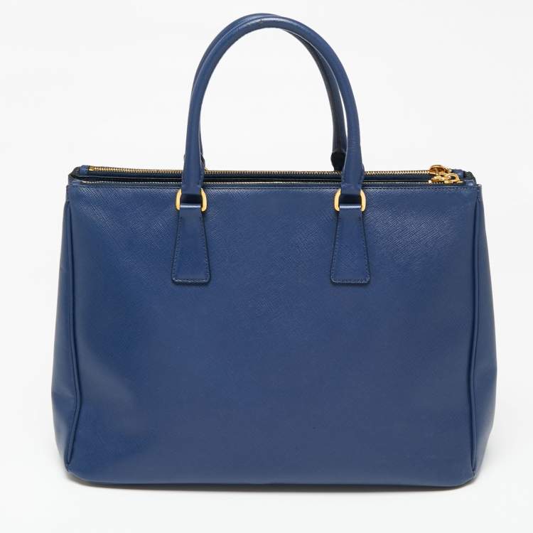 Pre Owned Prada Navy Blue Saffiano Lux Leather Large Galleria Tote