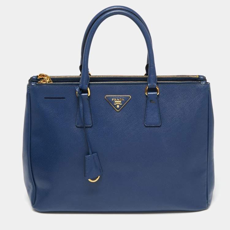 Pre Owned Prada Navy Blue Saffiano Lux Leather Large Galleria Tote