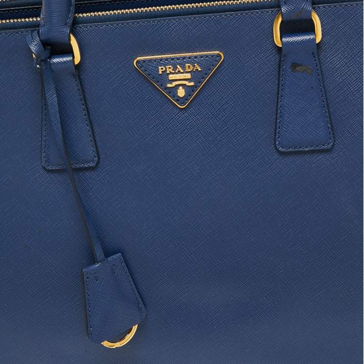 Pre Owned Prada Navy Blue Saffiano Lux Leather Large Galleria Tote