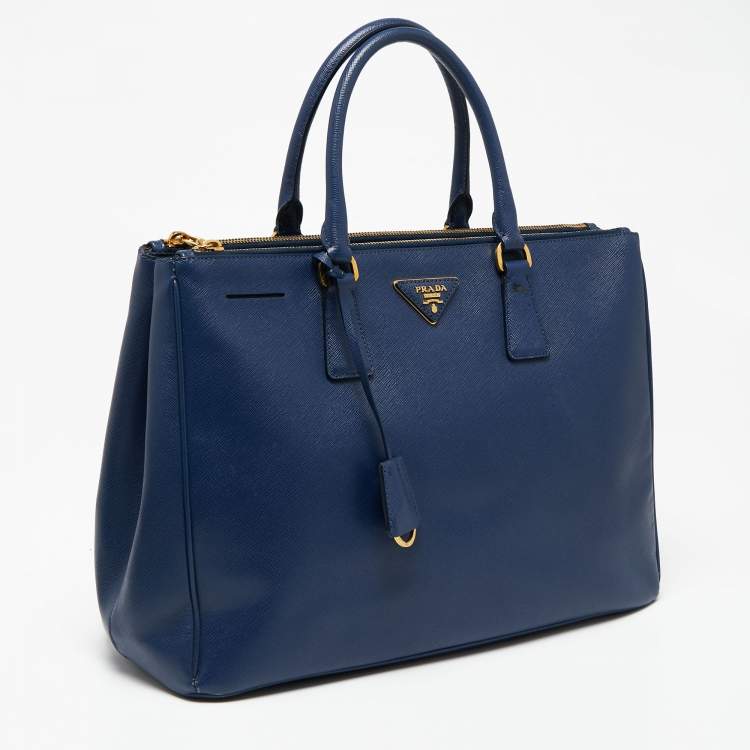 Pre Owned Prada Navy Blue Saffiano Lux Leather Large Galleria Tote