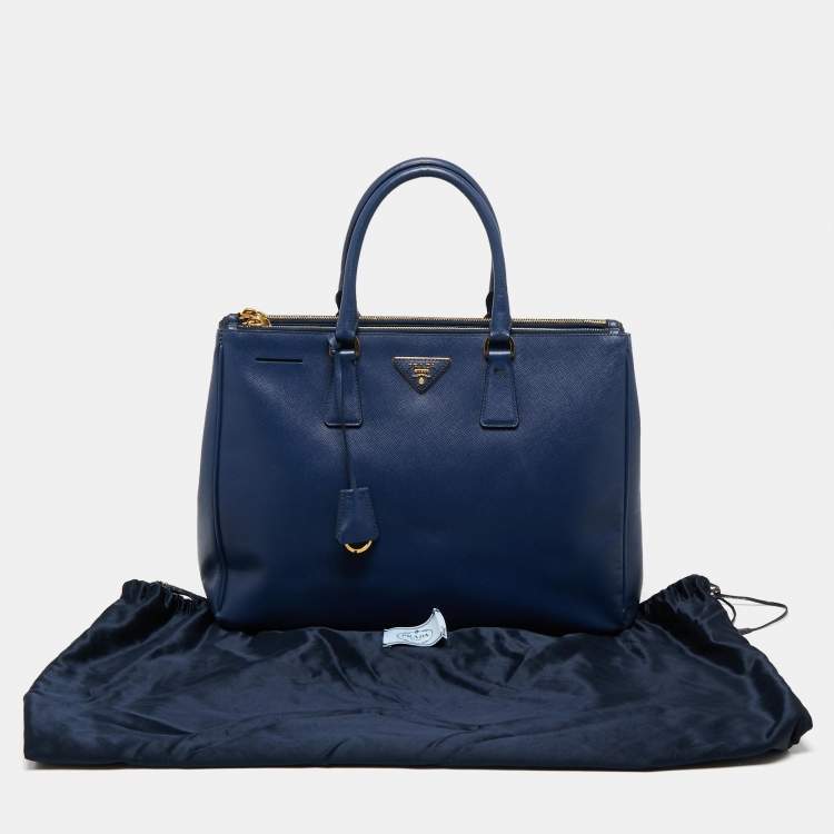 Pre Owned Prada Navy Blue Saffiano Lux Leather Large Galleria Tote