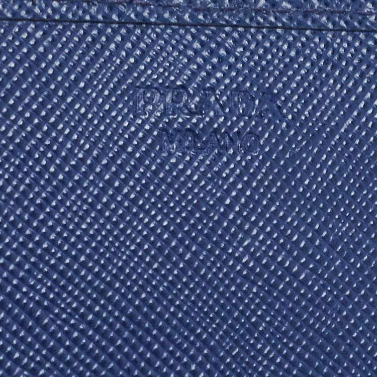 Pre Owned Prada Navy Blue Saffiano Metal Leather Logo Wallet on Chain 
