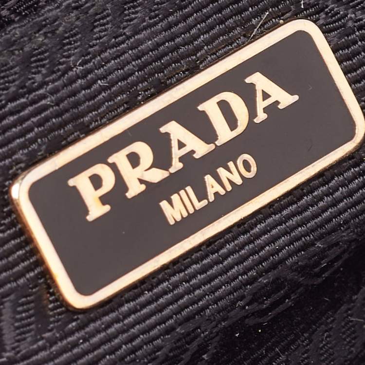 Pre Owned Prada Black Saffiano Leather Mini Zip Top Camera Sling Bag