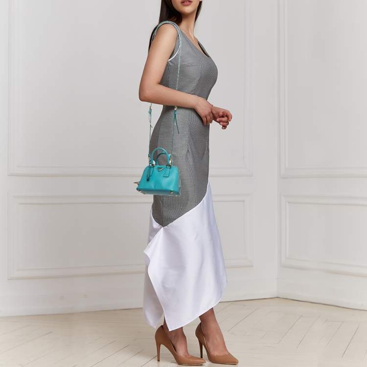Prada Turquoise Saffiano Lux Leather Mini Promenade Crossbody Bag -  ShopStyle