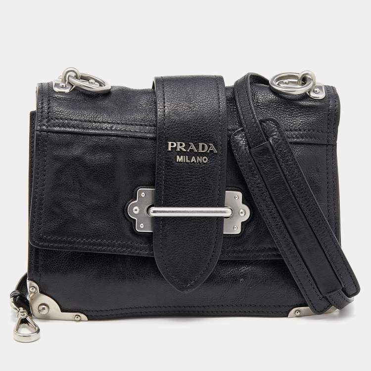 Prada Black Cahier Leather Shoulder Bag - Farfetch