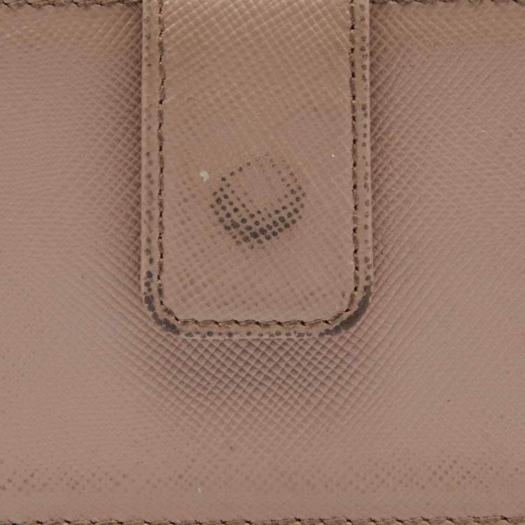 Pre Owned Prada Beige Saffiano Leather 5 Gusset Card Holder