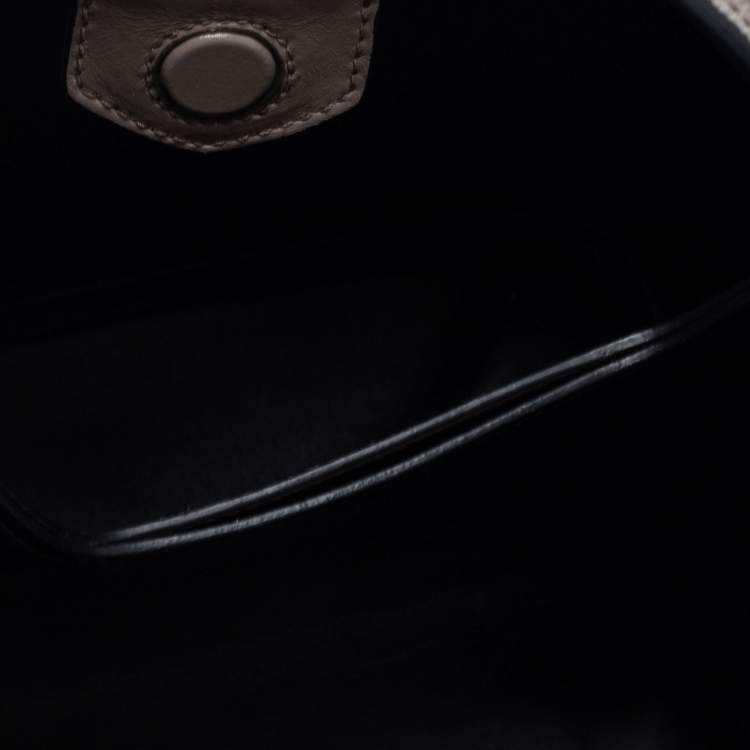 Pre Owned Prada Grey Saffiano Lux Leather Medium Panier Top Handle Bag