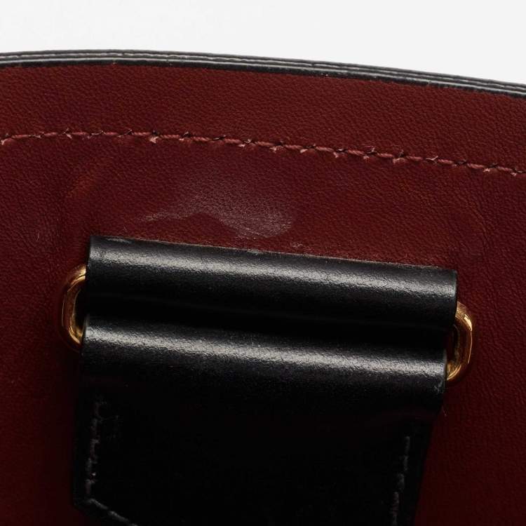 Pre Owned Prada Black Saffiano Lux Leather Medium Panier Top Handle Bag