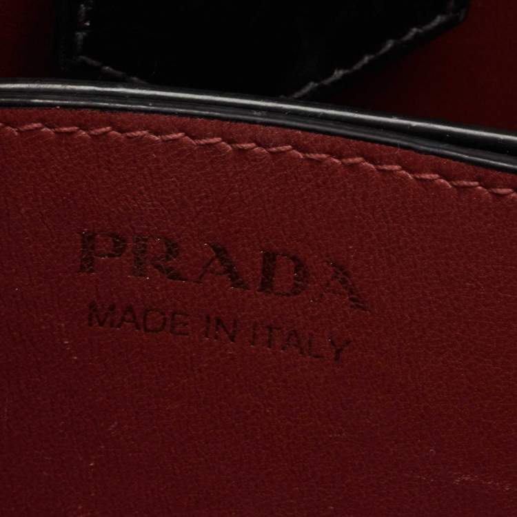 Pre Owned Prada Black Saffiano Lux Leather Medium Panier Top Handle Bag