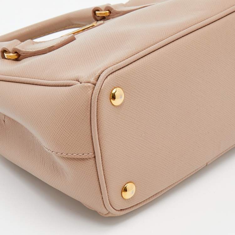 Pre Owned Prada Dusty Pink Saffiano Lux Leather Micro Galleria Tote