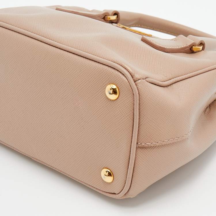 Pre Owned Prada Dusty Pink Saffiano Lux Leather Micro Galleria Tote