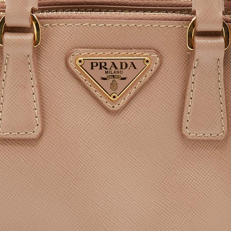 Pre Owned Prada Dusty Pink Saffiano Lux Leather Micro Galleria Tote