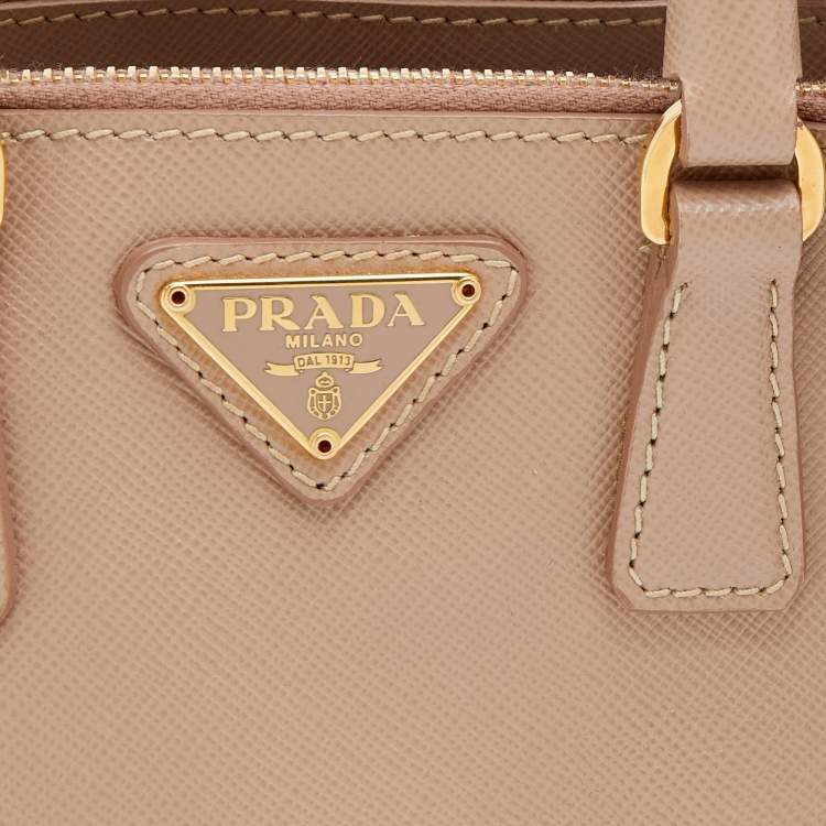 Pre Owned Prada Dusty Pink Saffiano Lux Leather Micro Galleria Tote