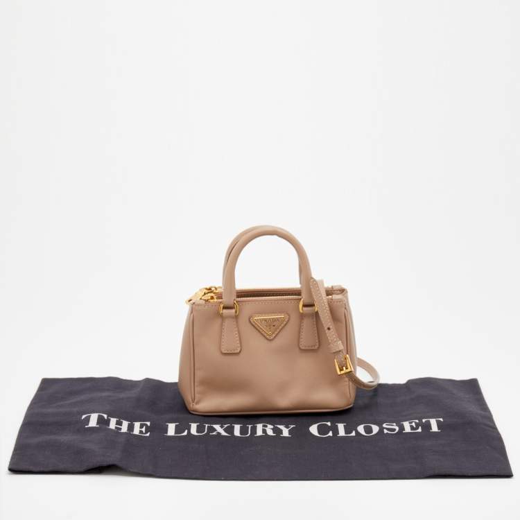 Pre Owned Prada Dusty Pink Saffiano Lux Leather Micro Galleria Tote