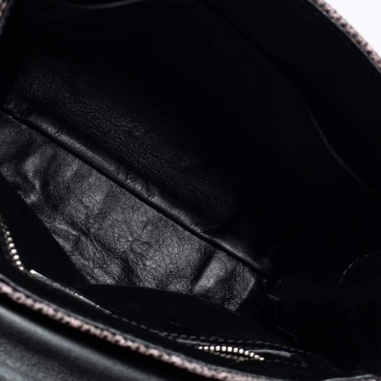 Pre Owned Prada Pink/Brown Lizard Leather Flap Top Handle Bag