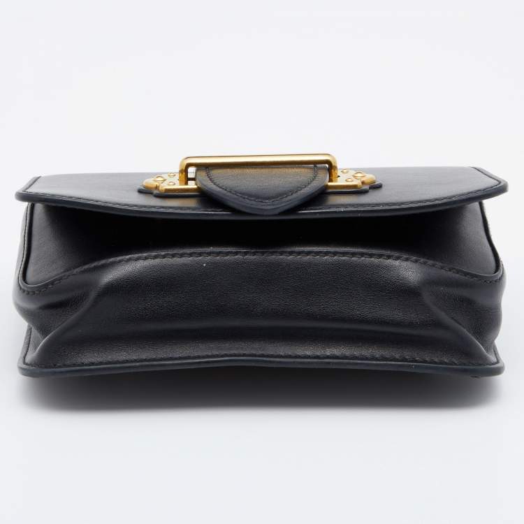 Pre Owned Prada Black Leather Cahier Belt Bag