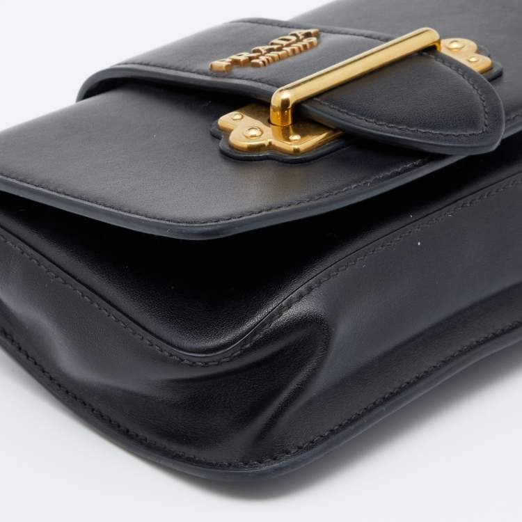 Pre Owned Prada Black Leather Cahier Belt Bag