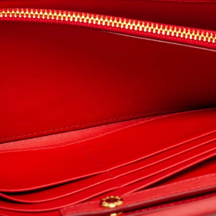 Pre Owned Prada Red Vitello Move Leather Wallet on Chain
