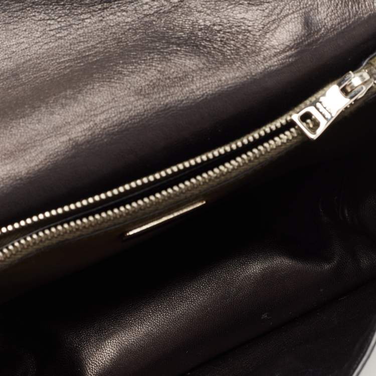 Pre Owned Prada Olive Green Saffiano Lux Leather Mini Sound Top Handle Bag