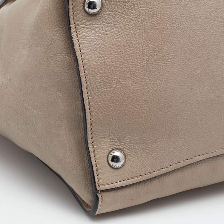 Pre Owned Prada Beige Glace Leather Twin Pocket Double Handle Tote 