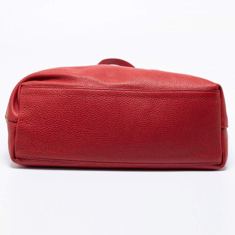 Pre Owned Prada Red Vitello Daino Leather Shopper Tote