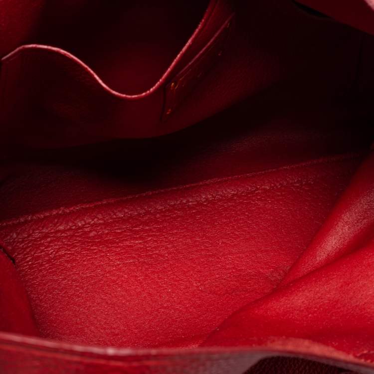 Pre Owned Prada Red Vitello Daino Leather Shopper Tote