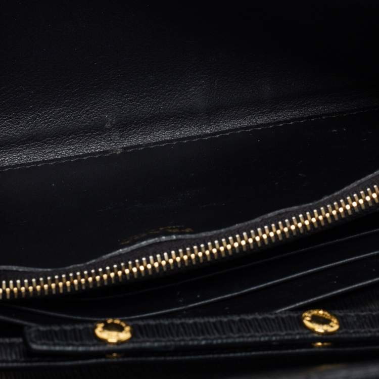 Pre Owned Prada Black Vitello Move Leather Wallet on Chain