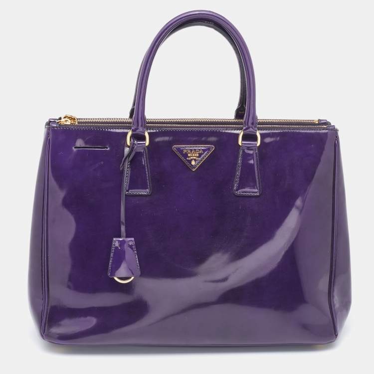 Pre Owned Prada Purple Spazzolato Leather Large Galleria Tote