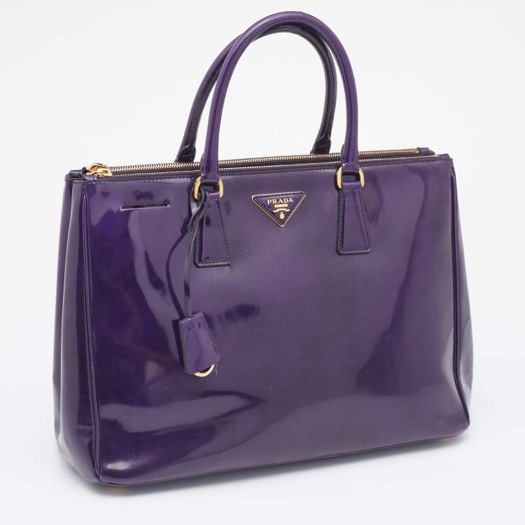 Pre Owned Prada Purple Spazzolato Leather Large Galleria Tote